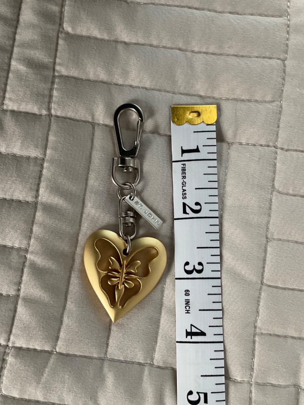 Vintage St.John Purse Bag Keychain Heart & Butterfly Charm - Picture 3 of 3